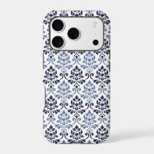 Feuille Damask Pattern Blues on Cream