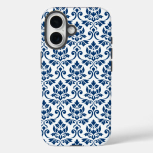 Feuille Damask Pattern Dark Blue on White iPhone 16 Case