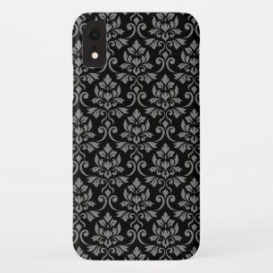 Feuille Damask Pattern Grey on Black iPhone XR Case