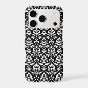 Feuille Damask Pattern White on Black