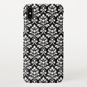 Feuille Damask Pattern White on Black iPhone XS Max Case