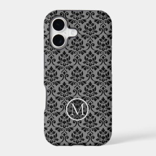 Feuille Damask Ptn Black on Gray (Personalized)