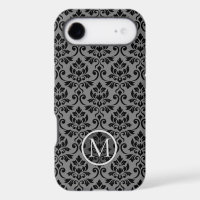 Feuille Damask Ptn Black on Gray (Personalized)