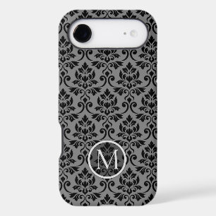 Feuille Damask Ptn Noir sur Gris (Personnalisé)