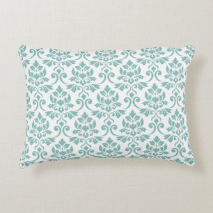 Feuille Damask Teal Pattern Accent Pillow