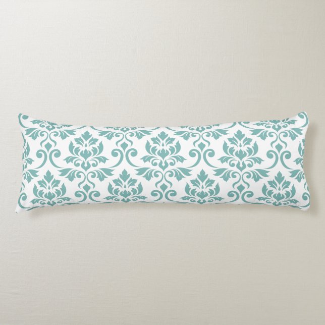 Feuille Damask Teal Pattern Body Pillow (Front)