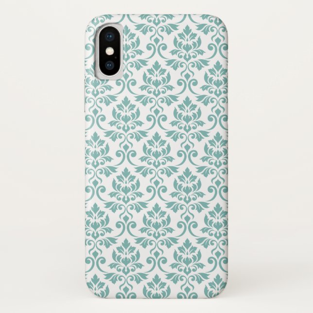 Feuille Damask Teal Pattern Case-Mate iPhone Case (Back)