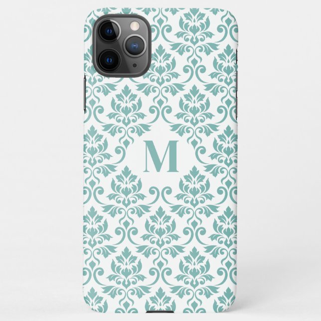 Feuille Damask Teal Pattern (Custom) iPhone Case (Back)
