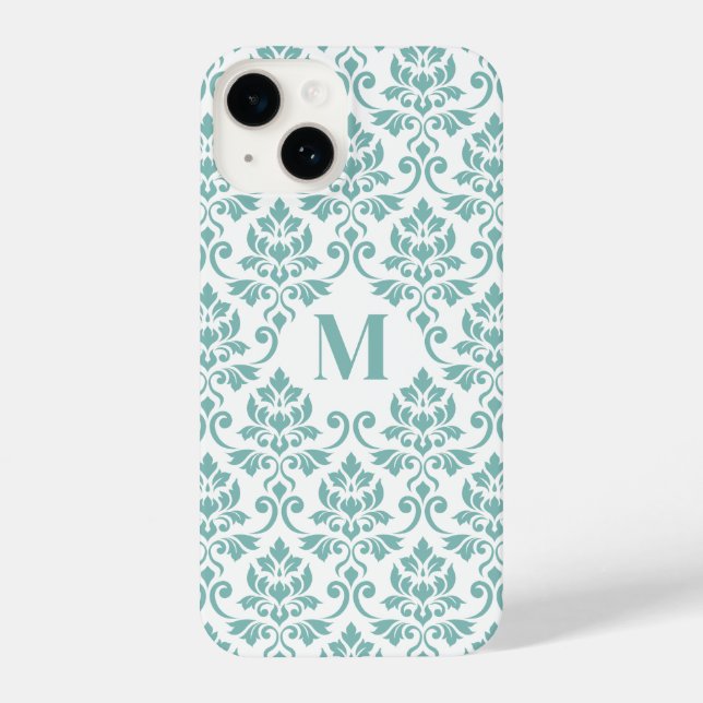 Feuille Damask Teal Pattern (Custom) iPhone Case (Back)