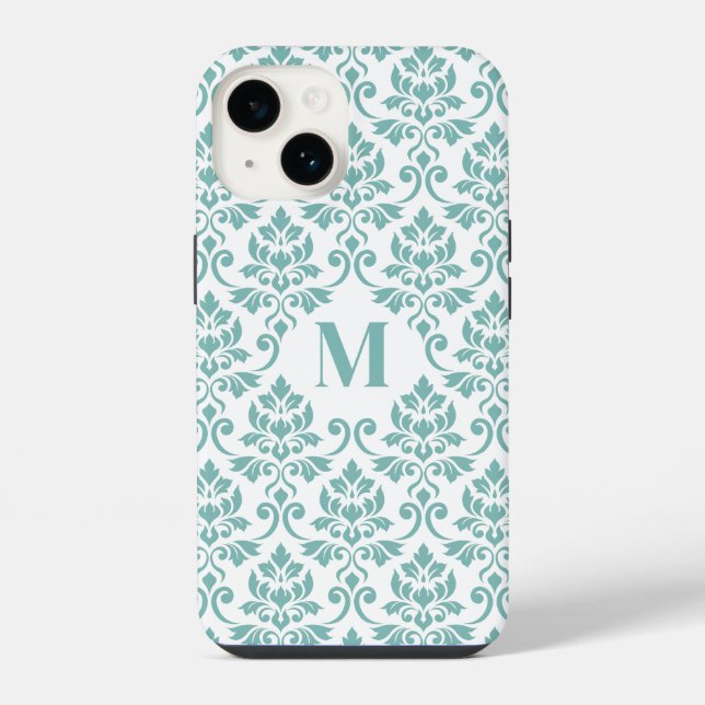 Feuille Damask Teal Pattern (Custom) iPhone Case (Back)