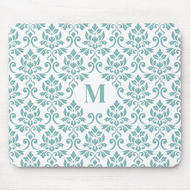 Feuille Damask Teal Pattern (Custom) Mouse Pad (Front)
