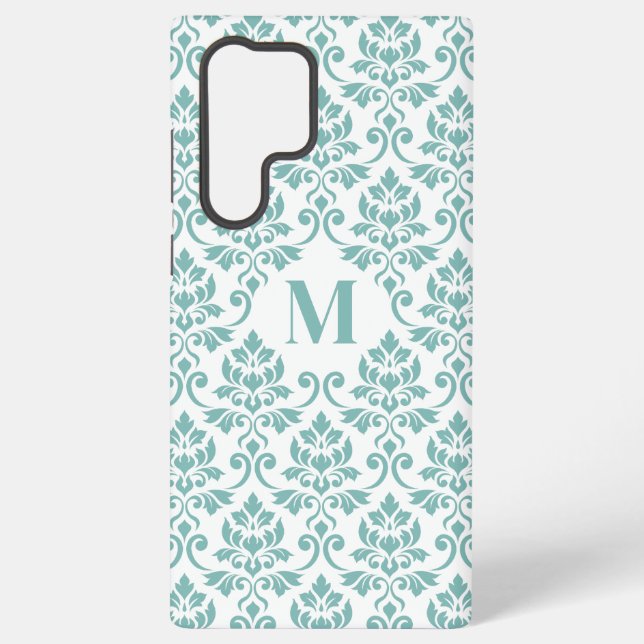 Feuille Damask Teal Pattern (Custom) Samsung Galaxy S22 Ultra Case (Back)