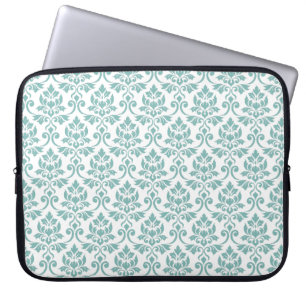 Feuille Damask Teal Pattern Laptop Sleeve