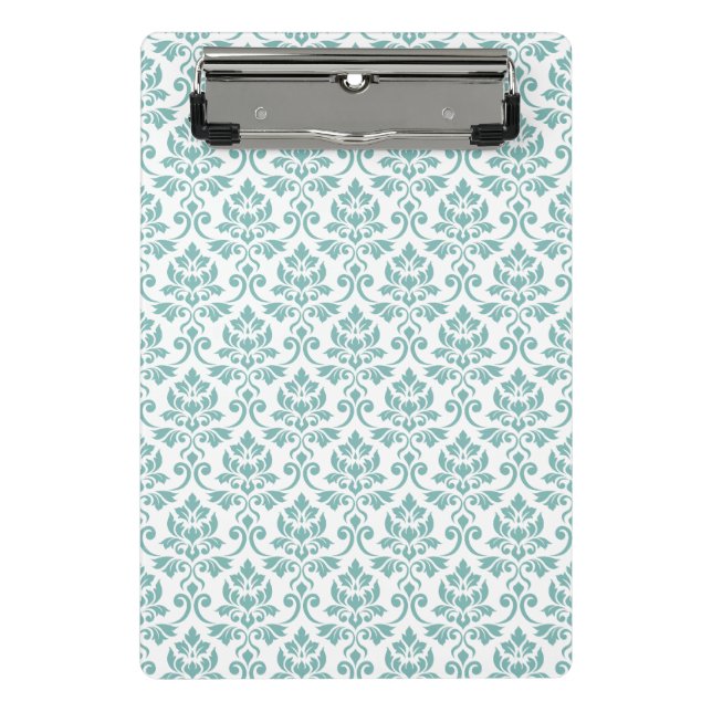 Feuille Damask Teal Pattern Mini Clipboard (Front)