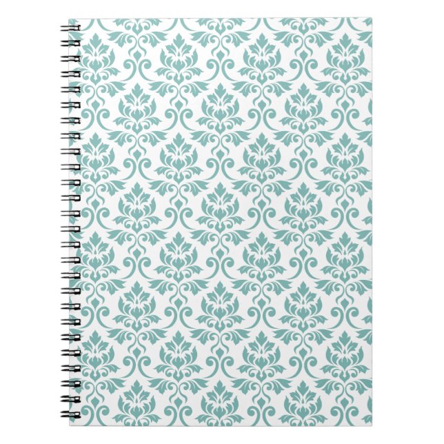 Feuille Damask Teal Pattern Notebook (Front)