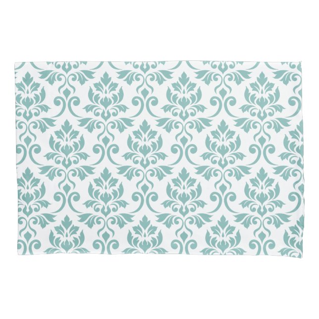 Feuille Damask Teal Pattern Pillowcase (Front)