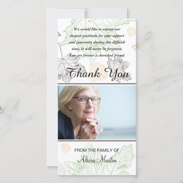 Feuille d'automne commémoratif de Merci de (Devant)