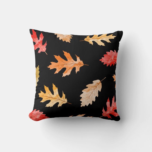 Feuille d'automne décoratif d'aquarelle du coussin (Recto)