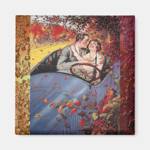 Feuille d'automne et un aimant vintage convertible
