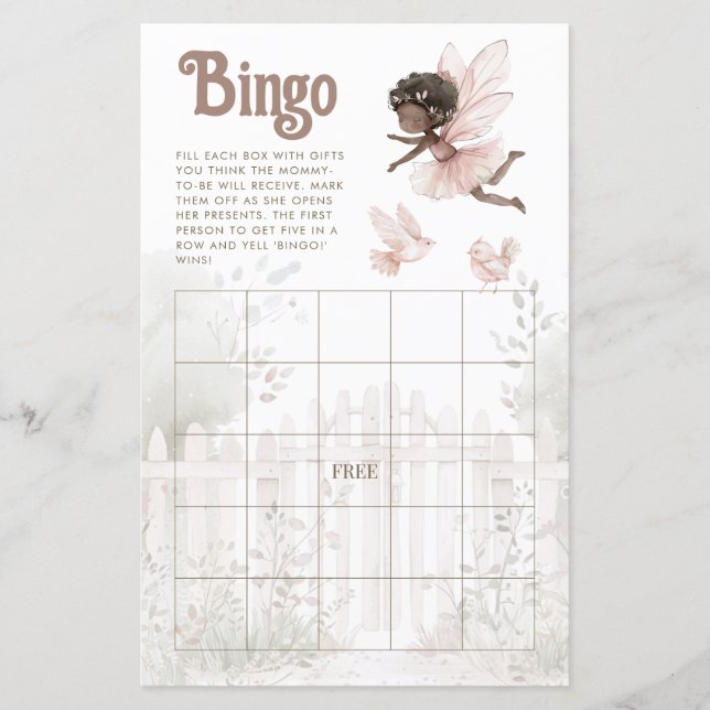 Feuille de Baby shower Fairy Black Fairy Girl (Devant)