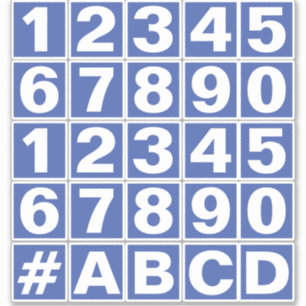Feuille de chiffres en Stickers Bleu et Blanc