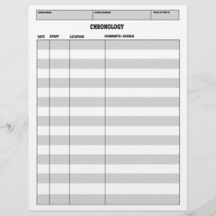Feuille de chronologie généalogique