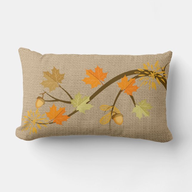 Feuille de chute sur le coussin de toile de jute (Recto)