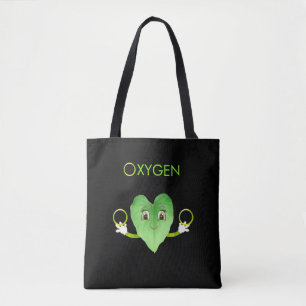 Feuille de cœur vert heureux sur sac fourre-tout n