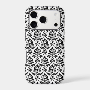 Feuille de Damas motif noir sur blanc