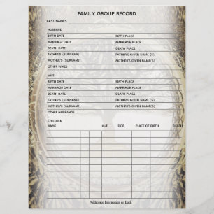 Feuille de groupe Ancêtres généalogique de l'arbre