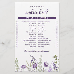Feuille de jeu de Baby Shower pour savoir qui conn