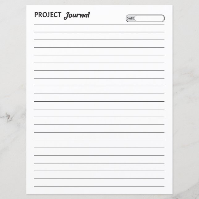 Feuille de journal de projet (Devant)