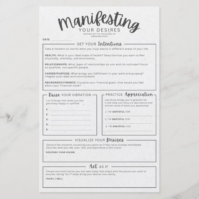 Feuille de manifeste - Intentions Visualisation (Devant)