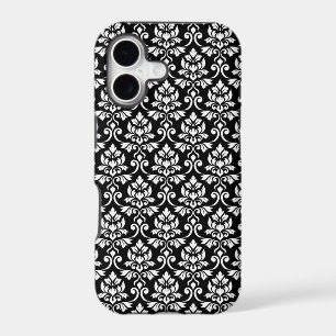 Feuille de motif damas blanc sur noir