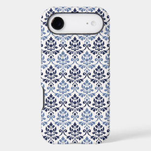 Feuille de motif damasqué Bleus sur Crème