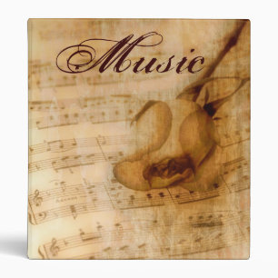 Feuille de musique vintage et classeur rose