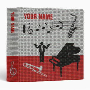 Feuille de notes Scores musicales Rouge Classeur