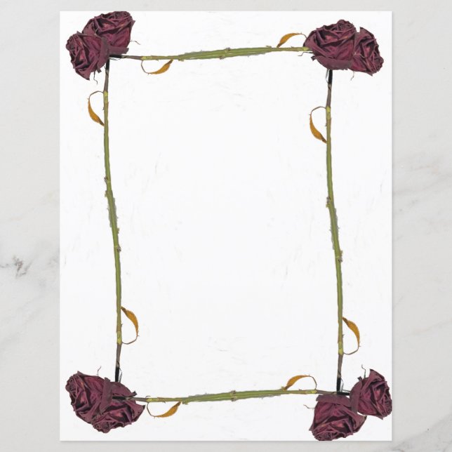 Feuille de papier à bordure de rose (Devant)
