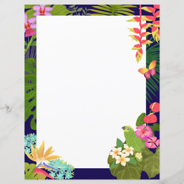 Feuille de papier blanc Tropical Garden Navy (Devant)