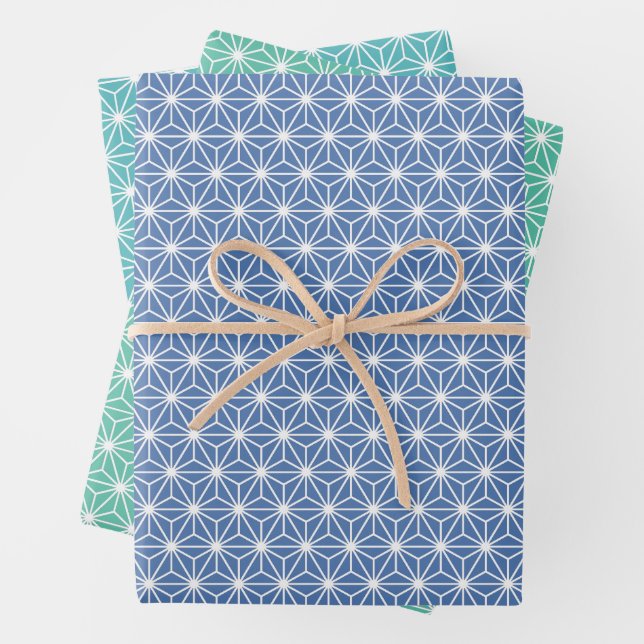 Feuille De Papier Cadeau 麻 の 葉 ASANOHA | motif japonais KIMONO (En situation)