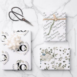Feuille De Papier Cadeau 10 ans Mariage Anniversaire Personnalisé