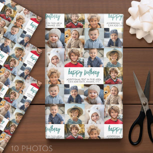 Feuille De Papier Cadeau 10 Photo Bordure Anniversaire Centre de texte - Gr