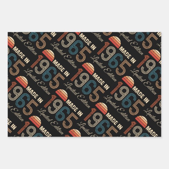 Feuille De Papier Cadeau 1965 60e anniversaire Vintage (Devant)