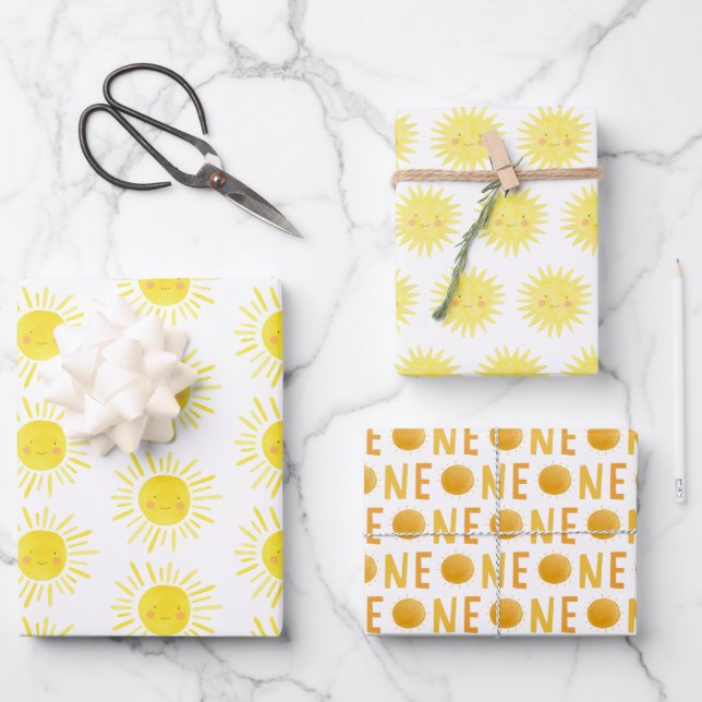 Feuille De Papier Cadeau 1er Voyage Autour Du Soleil Anniversaire Don Wrapp (Recto)