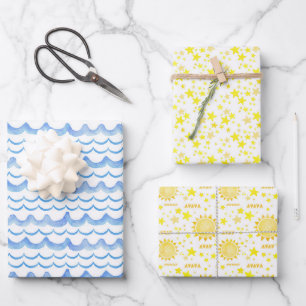 Feuille De Papier Cadeau 1er Voyage Neutre Par Genre Autour Du Soleil Anniv
