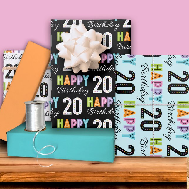Feuille De Papier Cadeau 20e anniversaire (Créateur téléchargé)