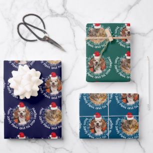 Feuille De Papier Cadeau 2 Animaux - Photo Santy Paws Petits Aides Santa Ha