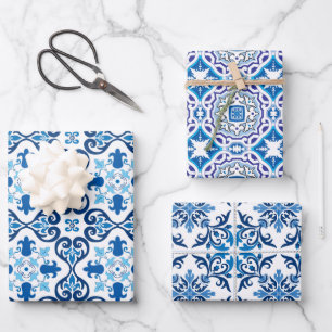 Feuille De Papier Cadeau  😍 3 Beaux Azulejos Bleus 