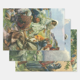 Feuille De Papier Cadeau 3 conceptions religieuses Vintages différentes par