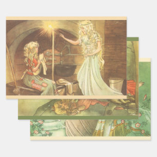 Feuille De Papier Cadeau 3 contes de fées de princesse Vintage